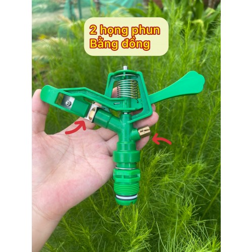 Béc X128 - béc nhựa ren 27, họng phun đồng, nâng cấp thêm xé tia inox tưới phun mưa